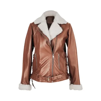 Gaia Shearling Camel Leather Jacket