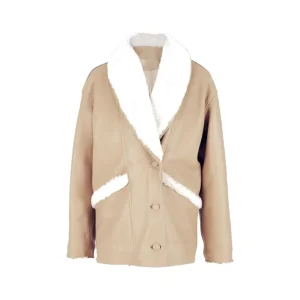Haydra Shering Beige Leather Jacket