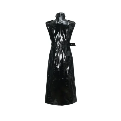 Joan Black Alligator Long Vest