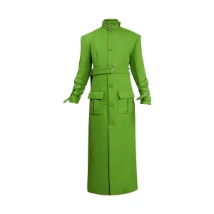 Layered Lime Full Length Green Coat