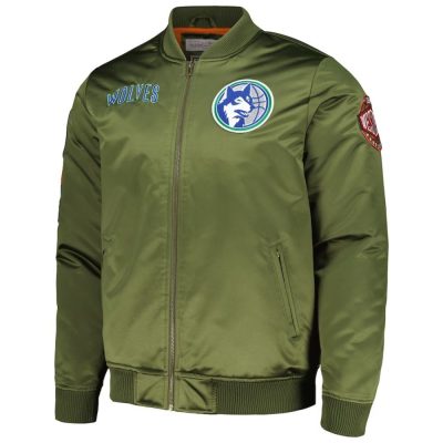 Mitchell & Ness Olive Minnesota Timberwolves Hardwood Retro Jacket