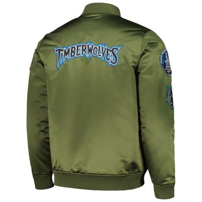 Mitchell & Ness Olive Minnesota Timberwolves Hardwood Retro Jacket