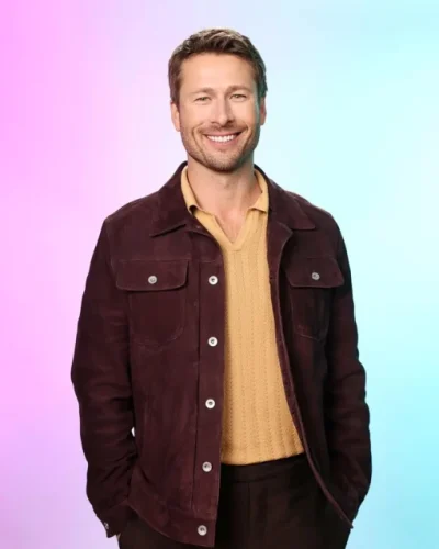 Glen Powell Hit Man 2024 Maroon Jacket