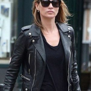 Kate Moss Black Moto Leather Jacket