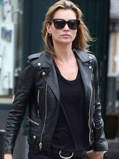 Kate Moss Black Moto Leather Jacket