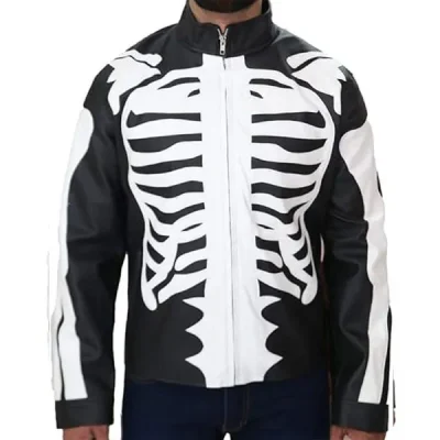 Rob Zombie Skeleton Bones Skull Leather Jacket