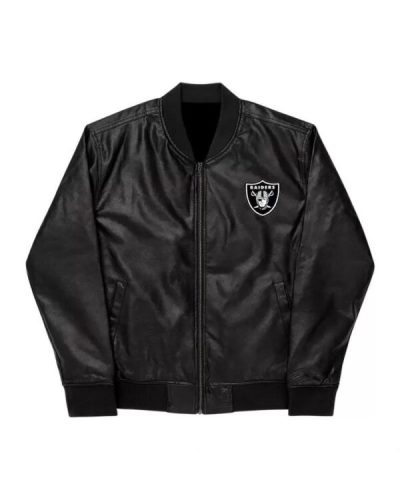 NFL Las Vegas Raiders Black Leather Varsity Jacket