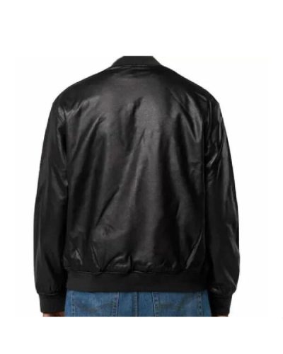 NFL Las Vegas Raiders Black Leather Varsity Jacket.