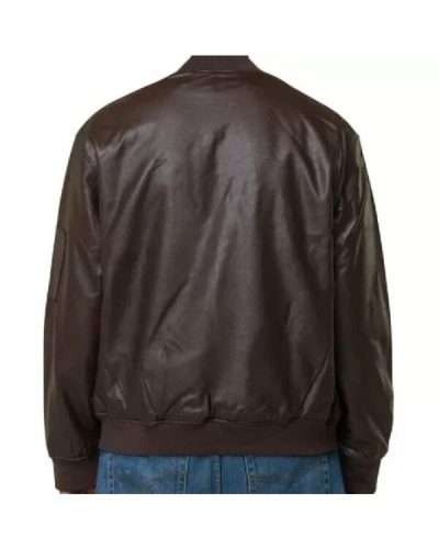 NFL Las Vegas Raiders Brown Leather Varsity Jacket.