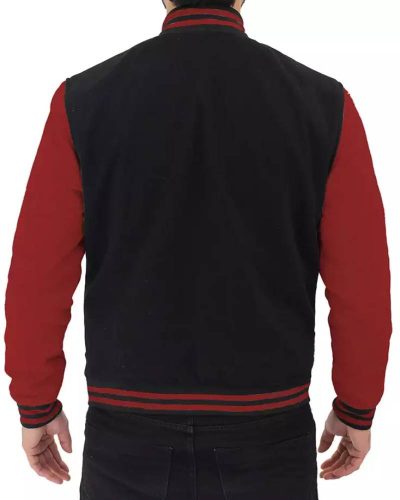 Men's Black And Maroon Varsity Letterman Jacket