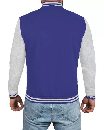 Blue And Grey Varsity Jacket For Men