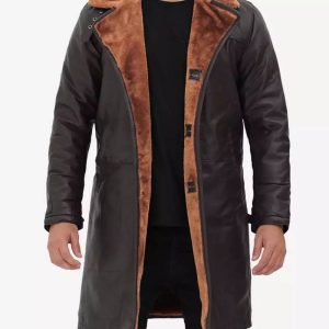 Premium Dark Brown Mens Shearling Coat