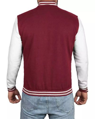 Men's Maroon Varsity Jacket with White Sleeves