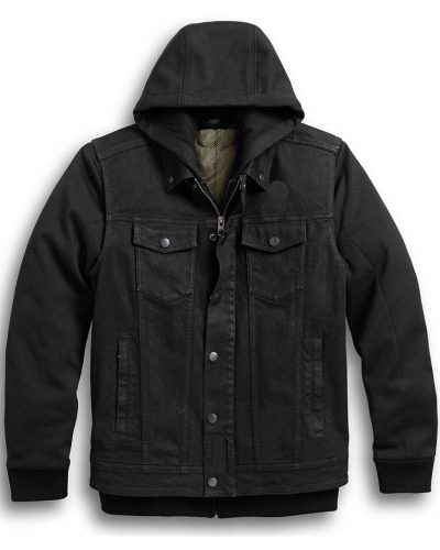 Men’s Motorcycle 3 In 1 Black Denim Jacket
