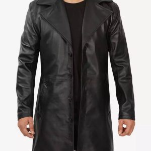 Mens Premium Lambskin Leather Black Coat