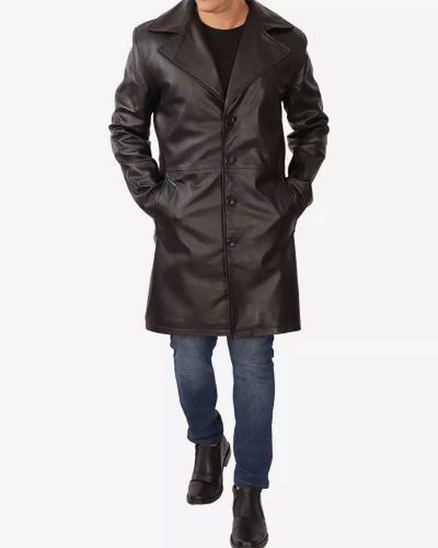 Mens Premium Lambskin Leather Black Coat