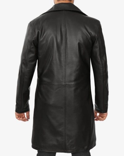 Mens Premium Lambskin Leather Black Coat