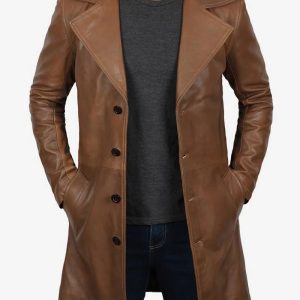 Mens Real Lambskin Leather Brown Coat