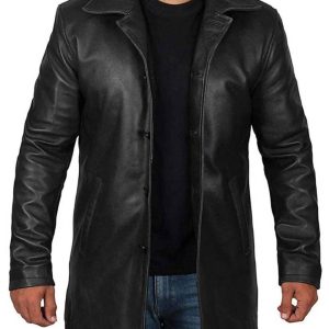 Men's Premium Black Leather Coat