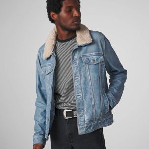 Luxton Denim Leather Jacket With Shearling