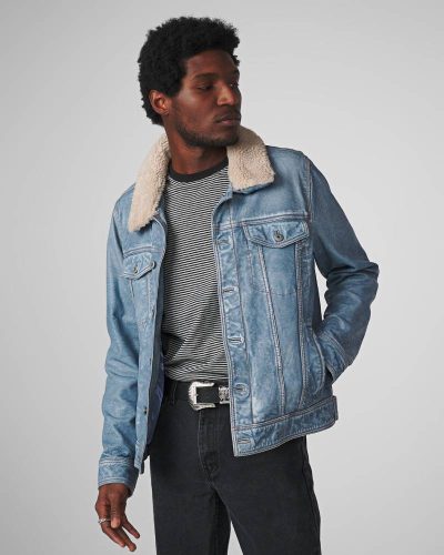Luxton Denim Leather Jacket With Shearling
