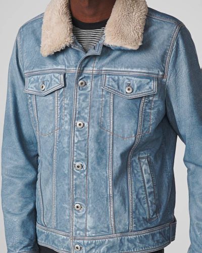 Luxton Denim Leather Jacket With Shearling