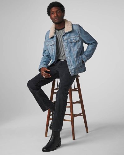 Luxton Denim Leather Jacket With Shearling