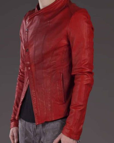 Jason Derulo Wearing Julius Red Biker Leather Jacket