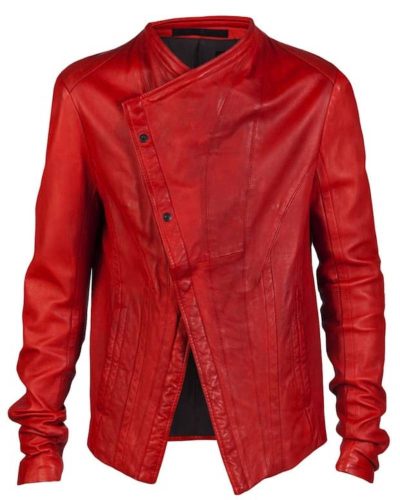 Jason Derulo Wearing Julius Red Biker Leather Jacket