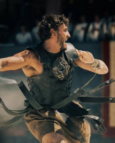 Paul Mescal Gladiator Ii Black Leather Vest