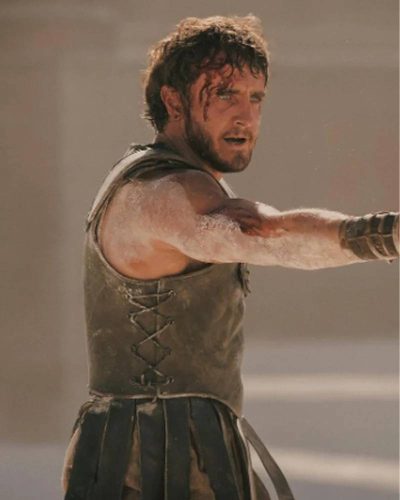 Paul Mescal Gladiator Ii Black Leather Vest