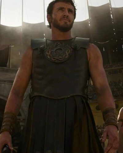 Paul Mescal Gladiator Ii Black Leather Vest