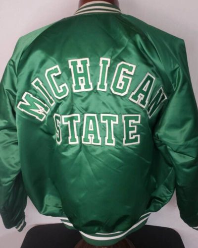 Green Vintage Michigan State Spartans Satin Jacket