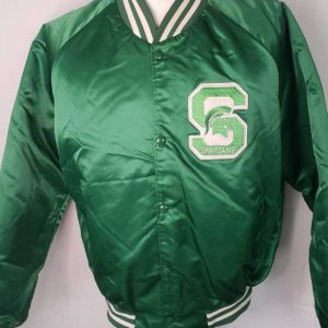 Green Vintage Michigan State Spartans Satin Jacket