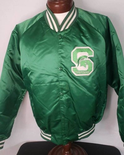 Green Vintage Michigan State Spartans Satin Jacket