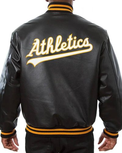 Oakland Athletics Black Leather Varsity Jacket