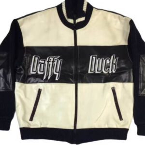 Vintage Daffy Duck Leather Bomber Jacket
