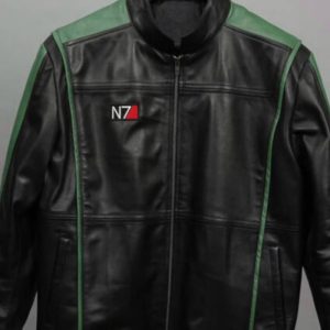 Black Green Mass Effect N7 Commander Leather Jacket
