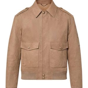 Epi Embossed Leather Flight Jacket