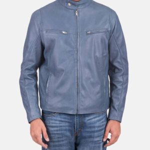 Light Blue Vintage Leather Jacket