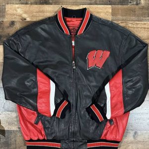 Vintage University Of Wisconsin Badgers Leather Jacket