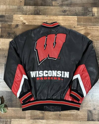 Vintage University Of Wisconsin Badgers Leather Jacket