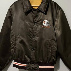 Vintage Cfl Team Bc Lions Black Satin Jacket