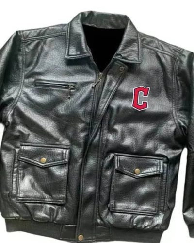 Vintage Cleveland Guardians Mlb Black Leather Jacket