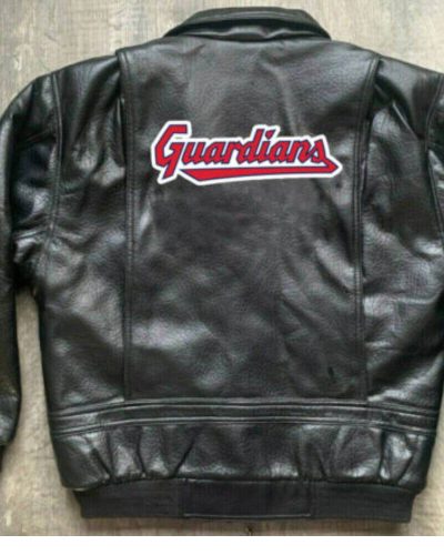 Vintage Cleveland Guardians Mlb Black Leather Jacket