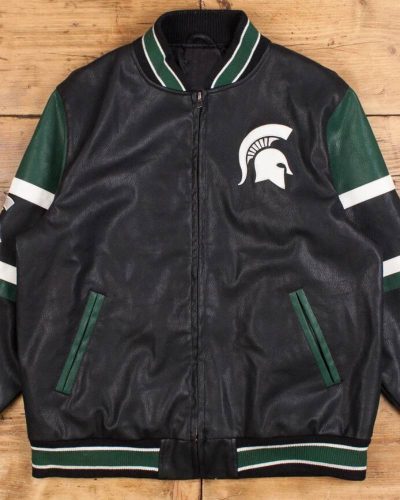 Vintage Michigan State Spartans Bomber Leather Jacket