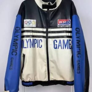 Vintage Olympic Games World Sports Leather Jacket