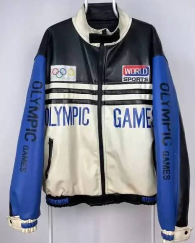 Vintage Olympic Games World Sports Leather Jacket