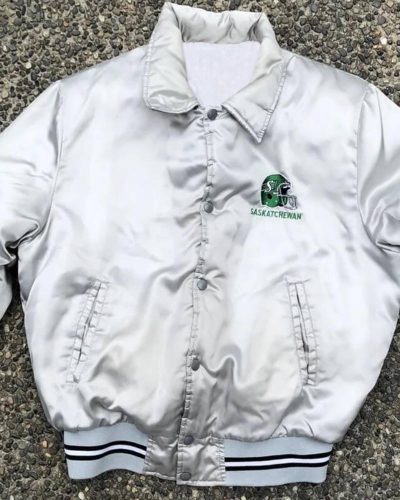Vintage Saskatchewan Roughriders Silver Satin Jacket