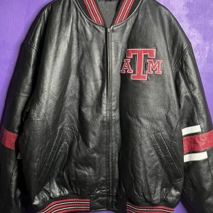 Vintage Texas Atm Aggies American Collage Leather Jacket